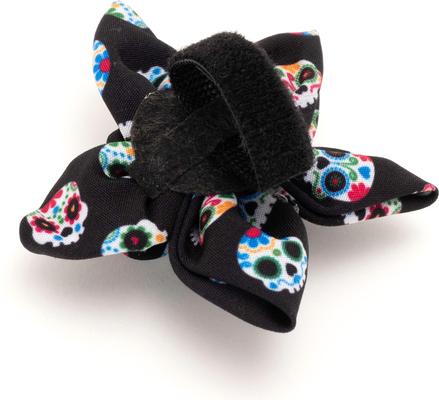 Show full view: The Worthy Dog Skeletons Flower Dog Collar Accessory, Black, Large slide 3 of 3