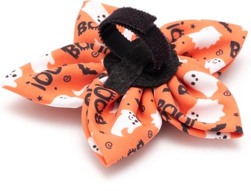 Show full view: The Worthy Dog Spooky Flower Dog Collar Accessory, Orange, Large slide 3 of 4