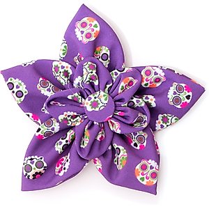 The Worthy Dog Skeletons Flower Dog Collar Accessory, Purple, Large