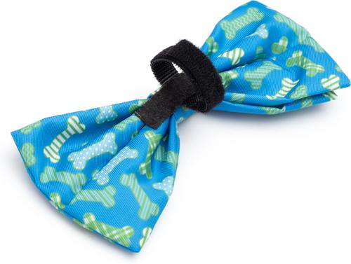 Show full view: The Worthy Dog Preppy Bones Dog Bow Tie, Blue, Small slide 3 of 4