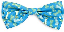 The Worthy Dog Preppy Bones Dog Bow Tie, Blue, Small