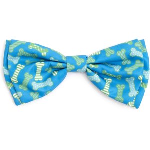 The Worthy Dog Preppy Bones Dog Bow Tie, Blue, Large