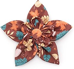 The Worthy Dog Falling Leaves Flower Dog Collar Accessory, Brown, Large