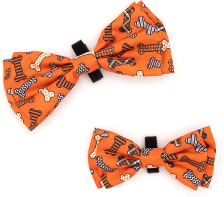 Show full view: The Worthy Dog Halloween Bones Dog Bow Tie, Orange, Small slide 2 of 5