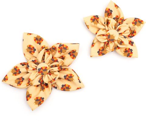 Show full view: The Worthy Dog Gobble Gobble Flower Dog Collar Accessory, Yellow, Small slide 2 of 3