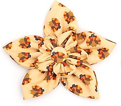 The Worthy Dog Gobble Gobble Flower Dog Collar Accessory, Yellow, Small