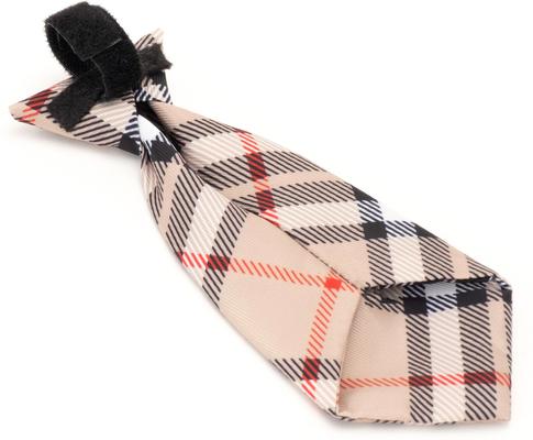 Show full view: The Worthy Dog Bias Plaid Dog Neck Tie, Beige, Small slide 3 of 4