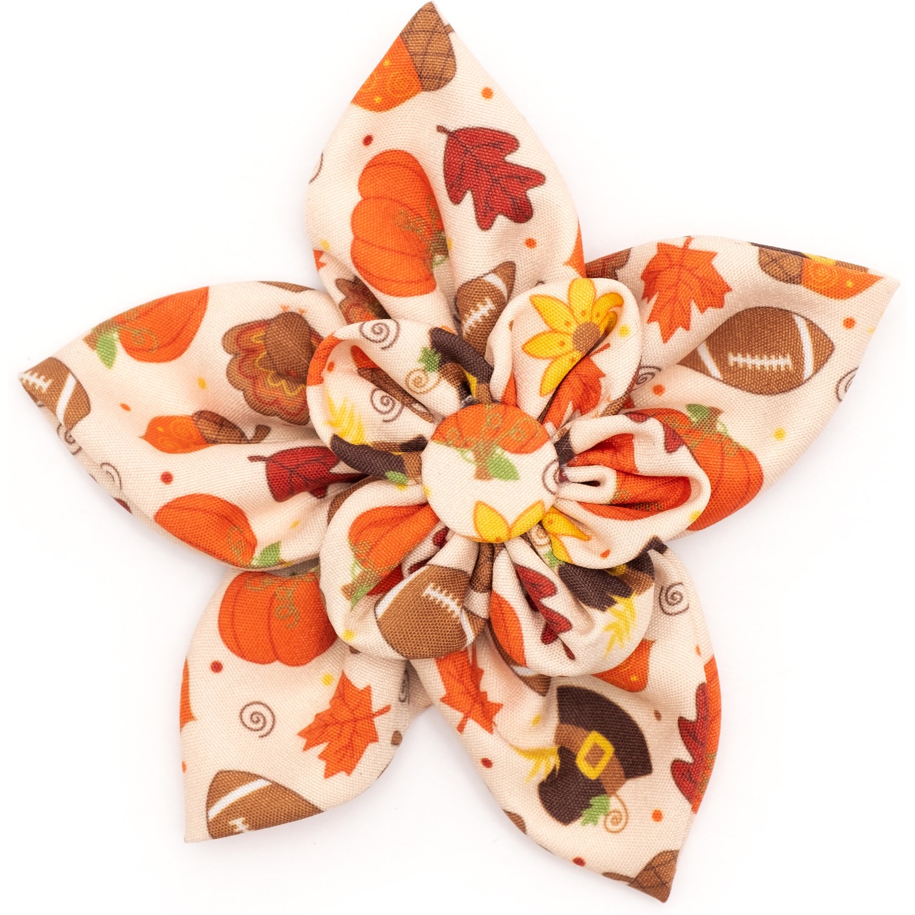 The Worthy Dog Fallelujah Flower Dog Collar Accessory, Beige, Small