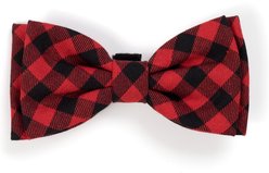 The Worthy Dog Buffalo Plaid Dog Bow Tie, Red, Small