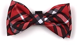 The Worthy Dog Bias Plaid Dog Bow Tie, Red, Small