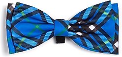 The Worthy Dog Bias Plaid Dog Bow Tie, Blue, Small