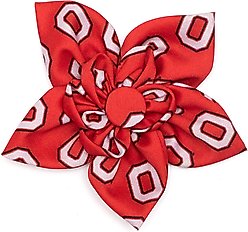The License House Ohio State Tossed Block O Flower Dog Collar Accessory, Red, Small