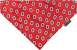 The License House Ohio State Tossed Block O Dog Bandana, Red, Large