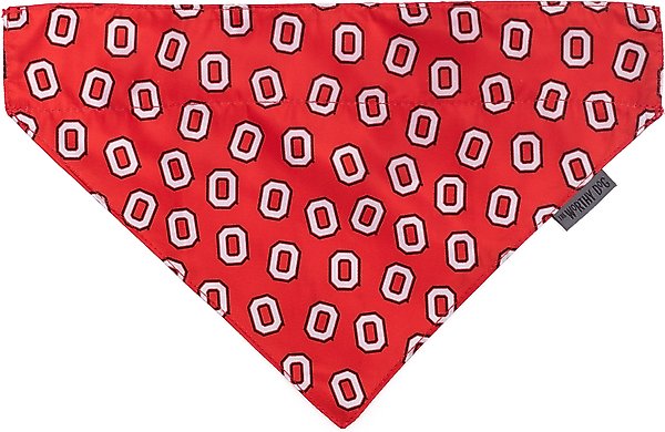 Show full view: The License House Ohio State Tossed Block O Dog Bandana, Red, Large slide 1 of 1