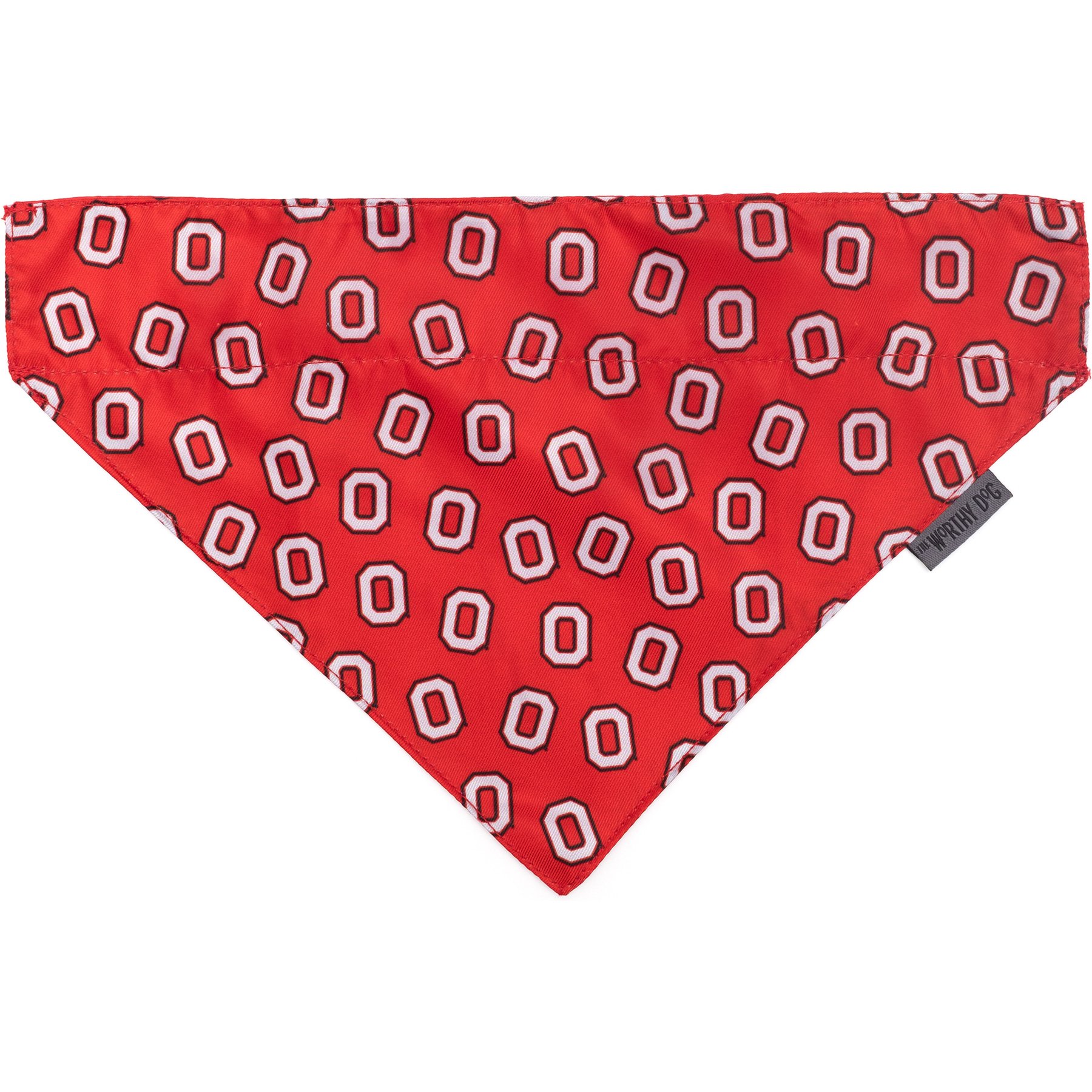 The License House Ohio State Tossed Block O Dog Bandana, Red, Large