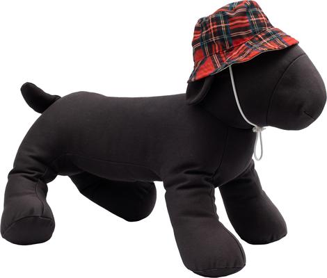 Show full view: The Worthy Dog Plaid Bucket Dog Hat, Red, Medium slide 4 of 5