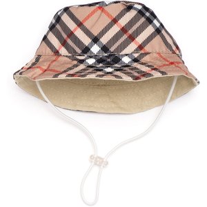 The Worthy Dog Plaid Bucket Dog Hat, Brown, Small