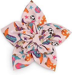 The Worthy Dog Wild Wild West Flower Dog Collar Accessory, Beige, Large