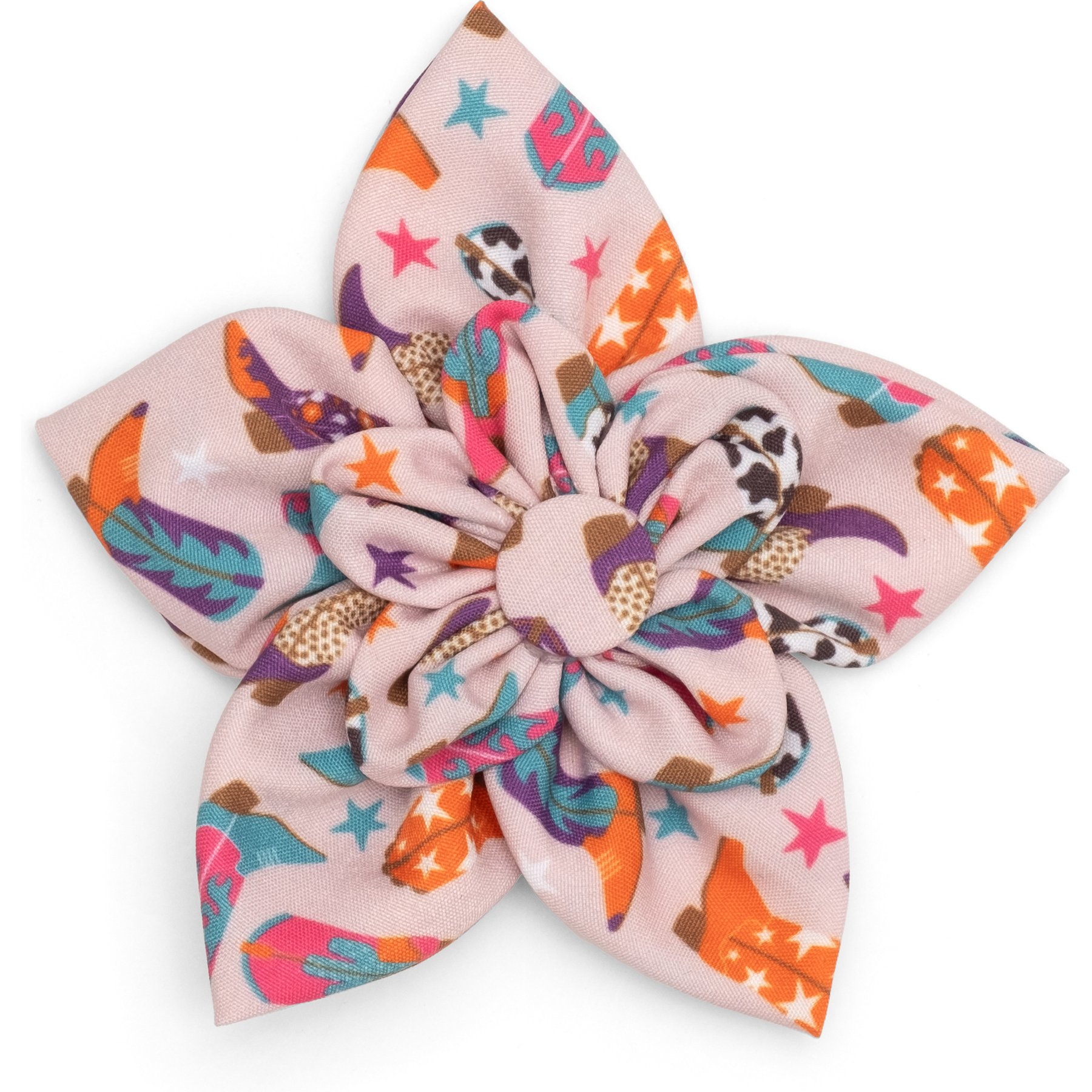 The Worthy Dog Wild Wild West Flower Dog Collar Accessory, Beige, Small