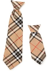 The Worthy Dog Tan Plaid Dog Neck Tie, Beige, Large slide 2 of 3