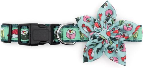 Show full view: The Worthy Dog Sushi Flower Dog Collar Accessory, Green, Small slide 2 of 3