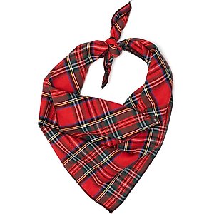 The Worthy Dog Red Plaid III Dog Bandana, Red, Small