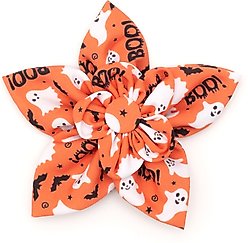 The Worthy Dog Spooky Flower Dog Collar Accessory, Orange, Large