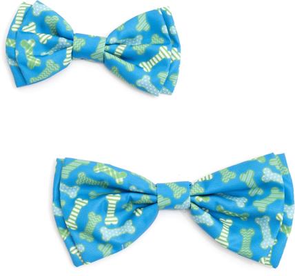 Show full view: The Worthy Dog Preppy Bones Dog Bow Tie, Blue, Small slide 2 of 4