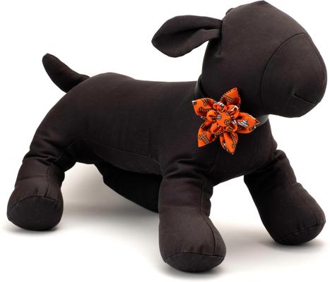 Show full view: The Worthy Dog Halloween Bones Flower Dog Collar Accessory, Orange, Small slide 3 of 4