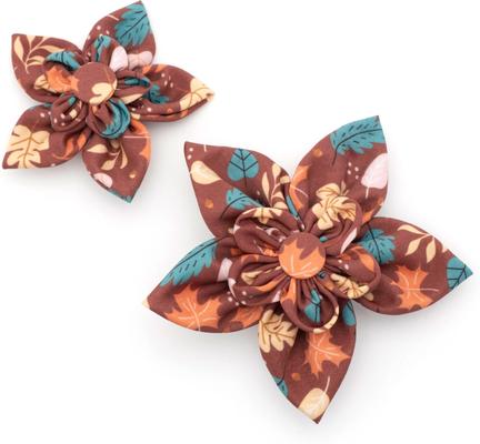 Show full view: The Worthy Dog Falling Leaves Flower Dog Collar Accessory, Brown, Large slide 2 of 4