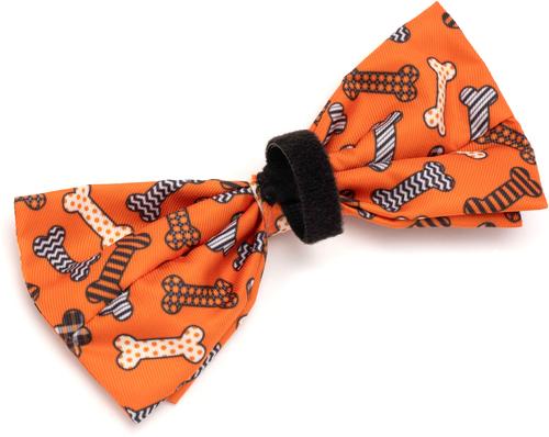 Show full view: The Worthy Dog Halloween Bones Dog Bow Tie, Orange, Small slide 4 of 5
