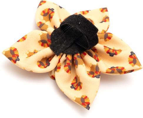 Show full view: The Worthy Dog Gobble Gobble Flower Dog Collar Accessory, Yellow, Small slide 3 of 3