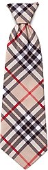 The Worthy Dog Bias Plaid Dog Neck Tie, Beige, Small