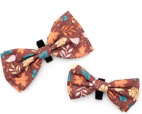 Show full view: The Worthy Dog Falling Leaves Dog Bow Tie, Brown, Large slide 2 of 4