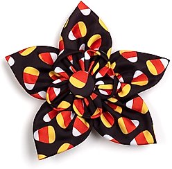 The Worthy Dog Candy Corn Flower Dog Collar Accessory, Black, Large