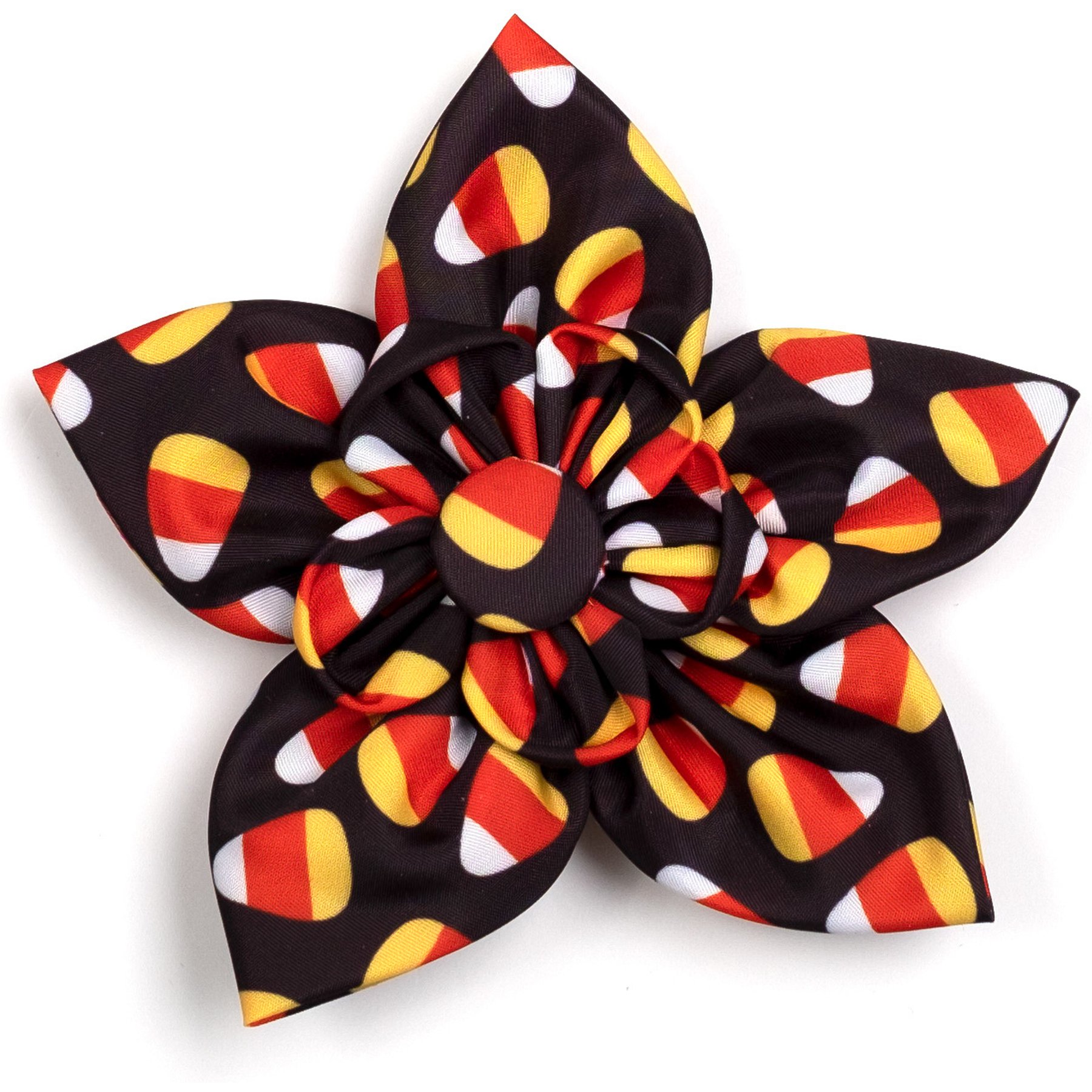 The Worthy Dog Candy Corn Flower Dog Collar Accessory, Black, Small