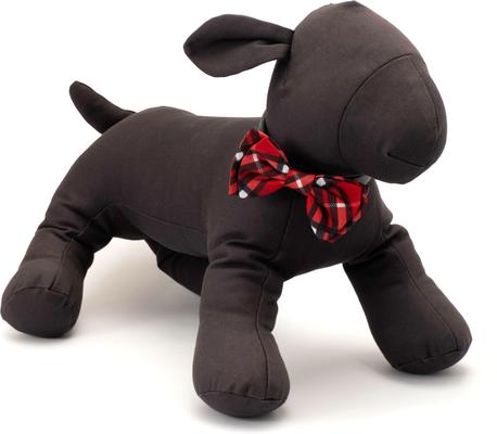 Show full view: The Worthy Dog Bias Plaid Dog Bow Tie, Red, Small slide 2 of 4