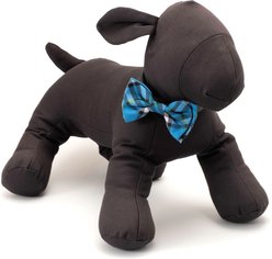 The Worthy Dog Bias Plaid Dog Bow Tie, Blue, Large slide 2 of 3