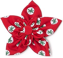 The License House Ohio State Tossed Decals Flower Dog Collar Accessory, Red, Large