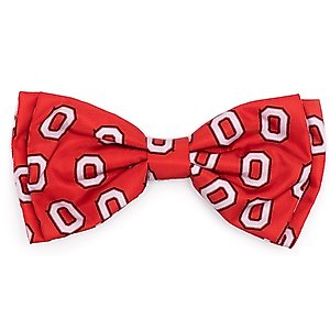 The License House Ohio State Tossed Block O Dog Bow Tie, Red, Small