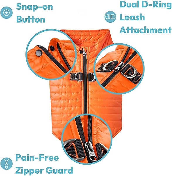 Show full view: Gooby Puffer Dog Vest, Turquoise, X-Small: 11.75-in chest slide 3 of 6