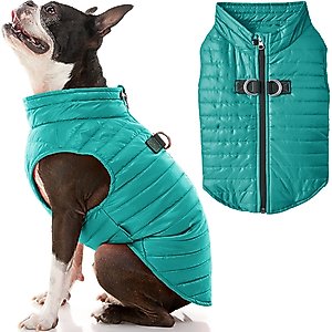 Gooby Puffer Dog Vest, Turquoise, X-Small: 11.75-in chest