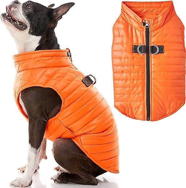 Show full view: Gooby Puffer Dog Vest, Orange, Small: 15-in chest slide 1 of 6