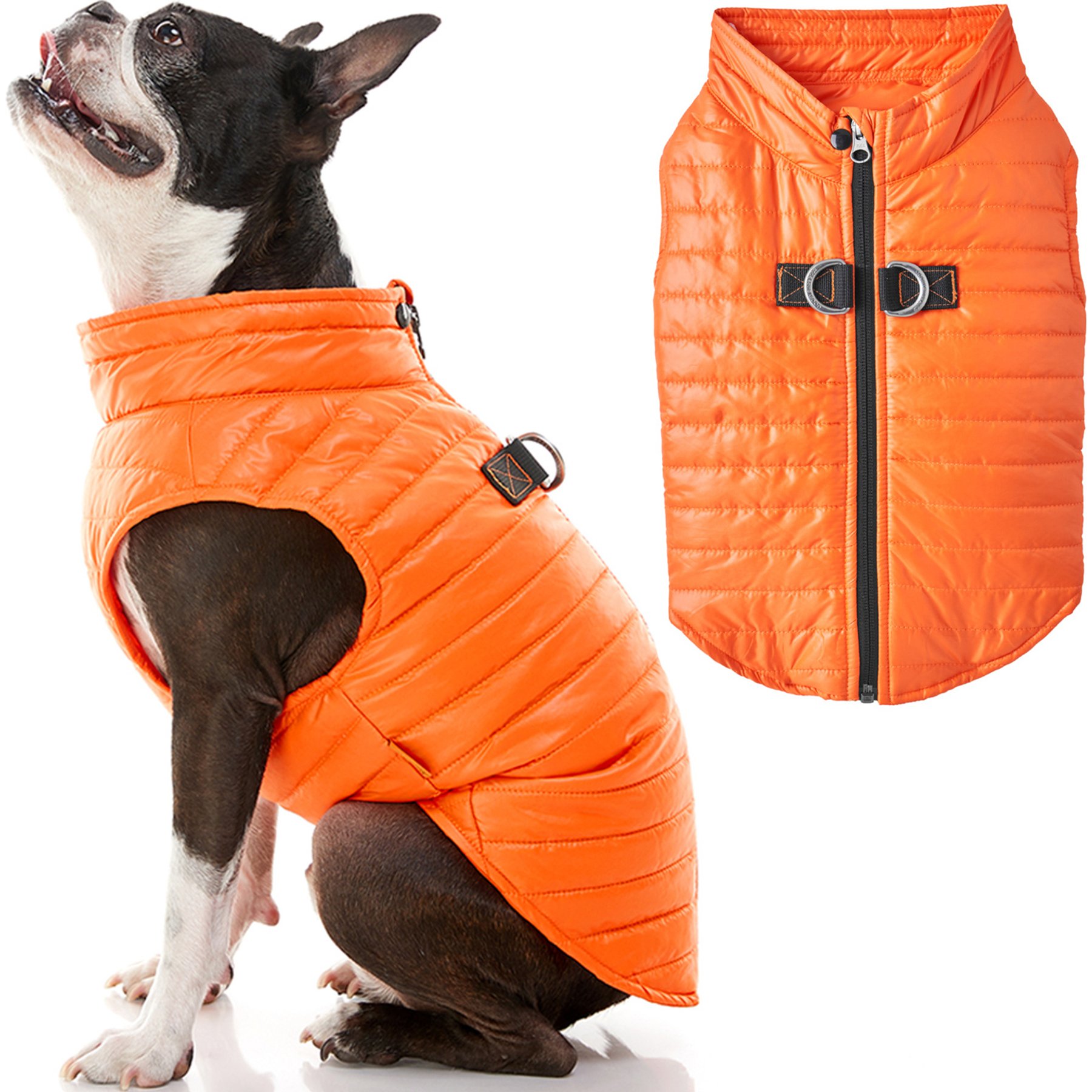 Gooby Puffer Dog Vest, Orange, Large: 20.75-in chest