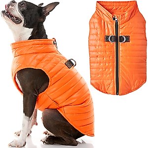 Gooby Puffer Dog Vest, Orange, Small: 15-in chest