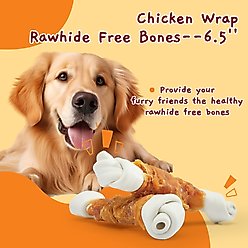 Jungle Calling 6.5-inch Real Chicken Wrapped Bones Rawhide-Free Dog Chews, 10.6-oz bag slide 2 of 9