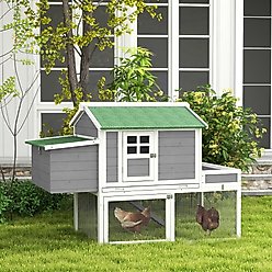 PawHut 63-in Wooden Chicken Coop, Gray slide 2 of 9