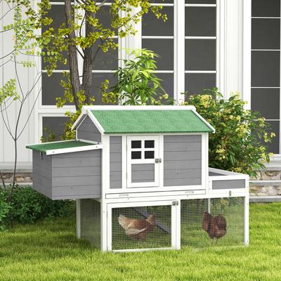 Show full view: PawHut 63-in Wooden Chicken Coop, Gray slide 4 of 9