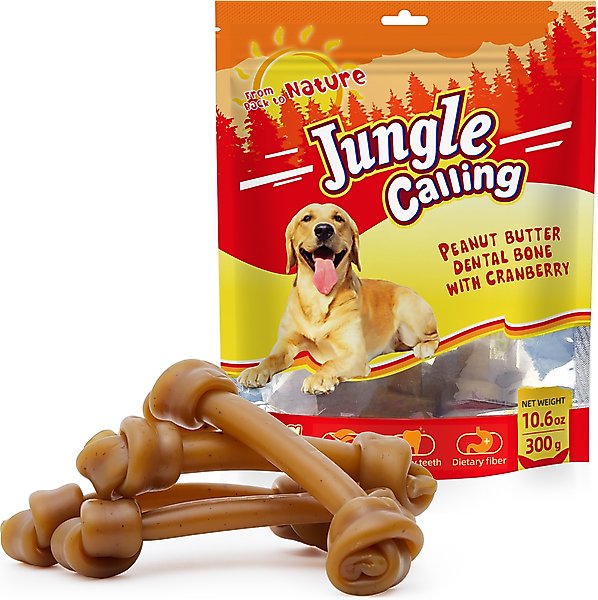 JUNGLE CALLING Peanut Butter Bones Rawhide-Free Dog Chews