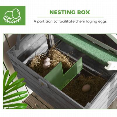 Show full view: PawHut 63-in Wooden Chicken Coop, Gray slide 6 of 9